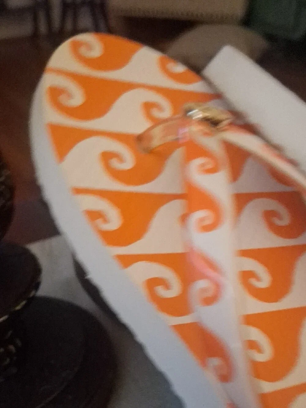 Tory Burch Orange & White Wave Flip Flop Sandals with Gold Logo